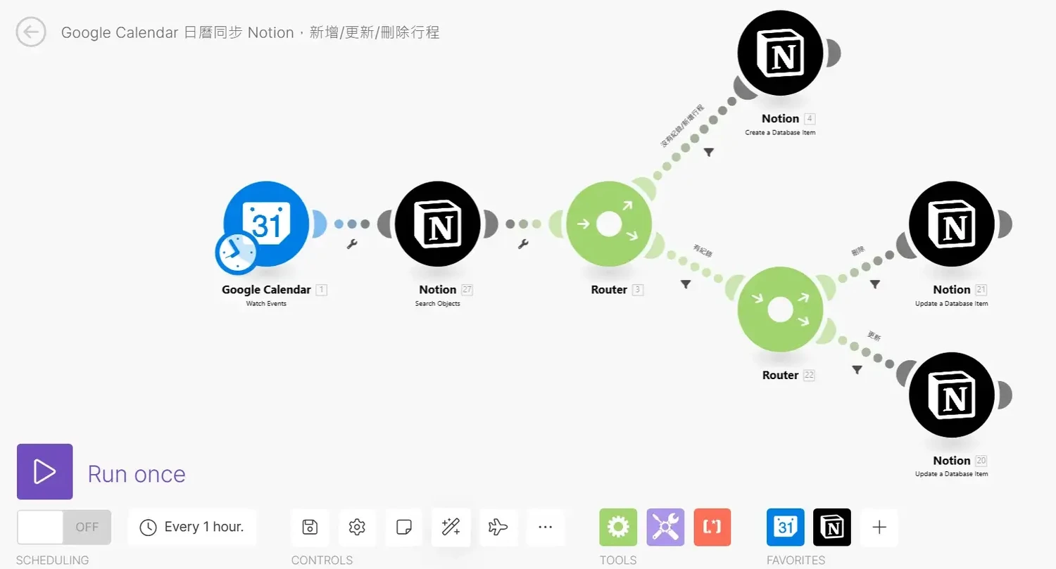 【Make 教學】Google Calendar 日曆同步 Notion，新增更新刪除行程 (1)